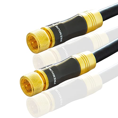 PremiumX 1m Gold-Line SAT Kabel Antennenkabel 135dB Kupfer Koaxialkabel Schwarz Metall F-Stecker Anschlusskabel HDTV 4K von Premium X