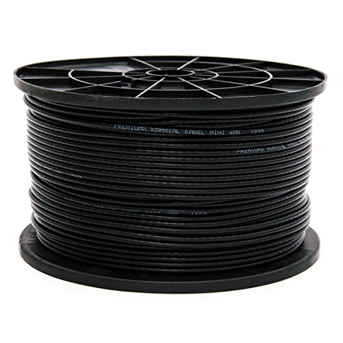 Premium X 25m Mini Koaxial Sat Kabel 4mm extra dünn Schwarz Koax Antennenkabel 2-fach geschirmt für Sat | Kabel | DVB-T - Ultra HD 4K 3D von Premium X
