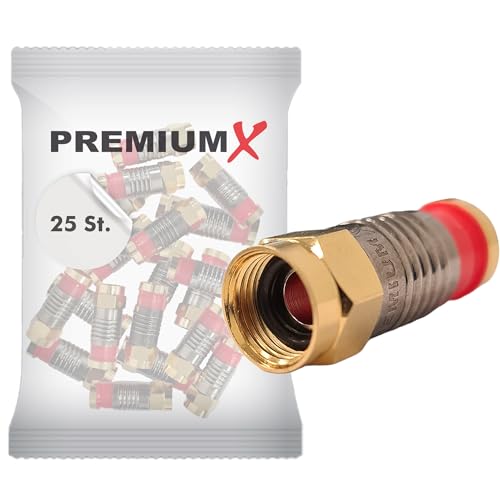 PremiumX 25x Kompressionsstecker XCon G5 F-Kompressionstecker 7 bis 7,5mm für SAT Kabel Koaxialkabel 120db 130db 135db von Premium X