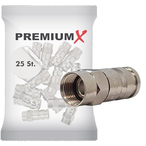 Premium X 25x Kompressionsstecker XCon S6 F-Kompressionsstecker 7 bis 7,5mm für SAT Kabel Koaxialkabel von Premium X