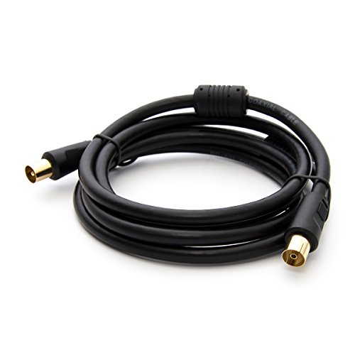 PremiumX 2m Basic-LINE TV Antennenkabel IEC-Anschlusskabel Koaxial-Kabel mit Mantelstromfilter HDTV 4K - Schwarz von Premium X