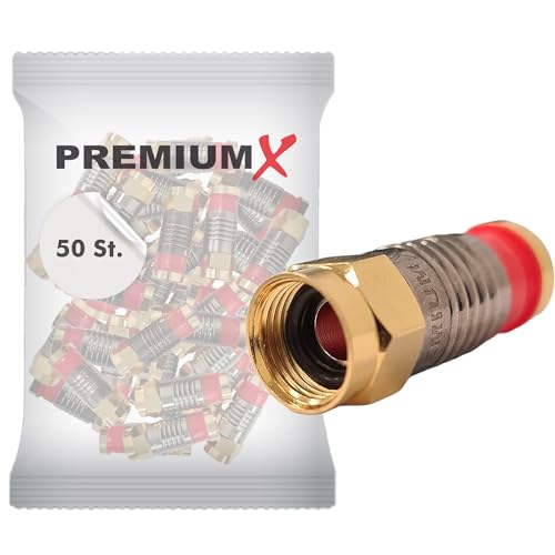 PremiumX 50x Kompressionsstecker XCon G5 F-Kompressionstecker 7 bis 7,5mm für SAT Kabel Koaxialkabel 120db 130db 135db von Premium X