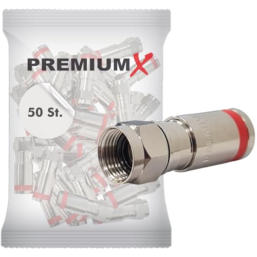 PremiumX 50x Kompressionsstecker XCon S3 F-Kompressionsstecker 7,5mm für SAT Kabel Antennenkabel Koaxialkabel von Premium X