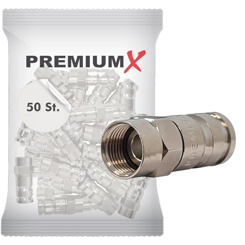 PremiumX 50x Kompressionsstecker XCon S6 F-Kompressionsstecker 7 bis 7,5mm für SAT Kabel Koaxialkabel KoaX von Premium X