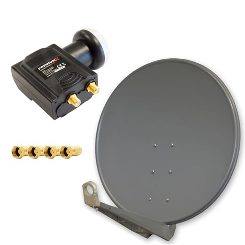 Premium X DELUXE100 Satellitenantenne 100 cm Aluminium in Anthrazit Offset Antenne HDTV 3D 4K Deluxe Twin LNB Sat für 2 Teilnehmer Digital Signalumsetzer DVB-S2 HD UHD 4K Premium X DELUXE100 Satellitenantenne 100 cm Aluminium in Anthrazit Offset Antenne HDTV 3D 4K Deluxe Twin LNB Sat für 2 Teilnehmer Digital Signalumsetzer DVB-S2 HD UHD 4K von Premium X