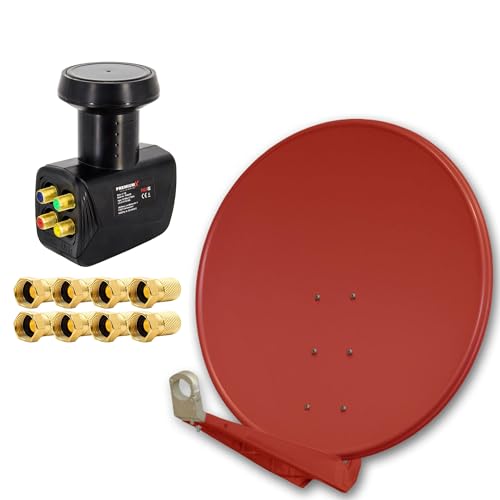Premium X DELUXE100 cm Ziegelrot Sat Schüssel Satelliten Antenne Spiegel Alu mit einem PremiumX Quad LNB 4 Teilnehmer für den Direktanschluss mit F-Stecker Premium X DELUXE100 cm Ziegelrot Sat Schüssel Satelliten Antenne Spiegel Alu mit einem PremiumX Quad LNB 4 Teilnehmer für den Direktanschluss mit F-Stecker von Premium X