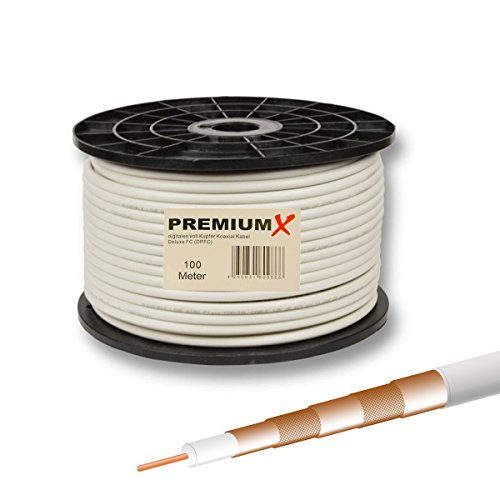 PremiumX Deluxe PRO REINES Kupfer 100% VOLLKUPFER Koaxial Kabel 135dB 5-Fach geschirmt 100m 100 Meter SAT Antennenkabel NEU von Premium X