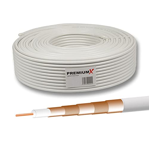 PremiumX Deluxe PRO Vollkupfer Koaxial Kabel 135dB 5-Fach geschirmt 50 Meter SAT Antennenkabel CU Kupfer von Premium X