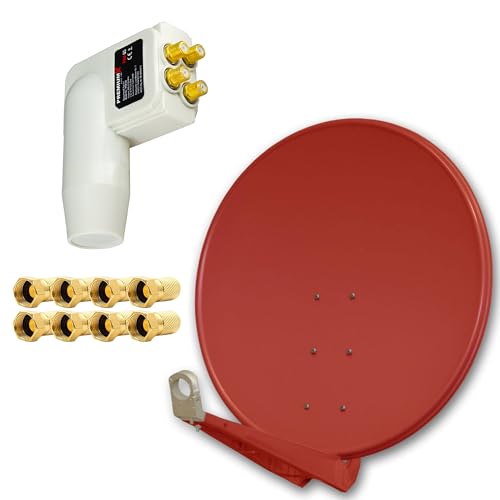 Premium X Deluxe SAT Anlage für 4 Teilnehmer 100cm Satellitenantenne ALU Ziegelrot mit Quad LNB inkl. 8X F-Stecker Premium X Deluxe SAT Anlage für 4 Teilnehmer 100cm Satellitenantenne ALU Ziegelrot mit Quad LNB inkl. 8X F-Stecker von Premium X