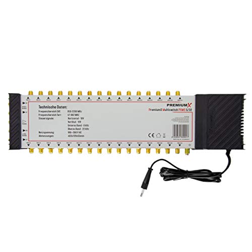 PremiumX PXMS 5/32 Multischalter mit Netzteil Multiswitch 1 SAT für 32 Teilnehmer Satverteiler Digital HDTV FullHD 4K UHD 8K PremiumX PXMS 5/32 Multischalter mit Netzteil Multiswitch 1 SAT für 32 Teilnehmer Satverteiler Digital HDTV FullHD 4K UHD 8K von Premium X