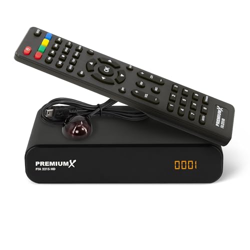 PremiumX Sat Receiver HD 221S FTA HD Digital DVB-S2 Mini Satelliten-Receiver für Satellitenschüssel, FullHD TV, HDMI, SCART, USB Multimedia-Player, Astra vorprogrammiert PremiumX Sat Receiver HD 221S FTA HD Digital DVB-S2 Mini Satelliten-Receiver für Satellitenschüssel, FullHD TV, HDMI, SCART, USB Multimedia-Player, Astra vorprogrammiert von Premium X