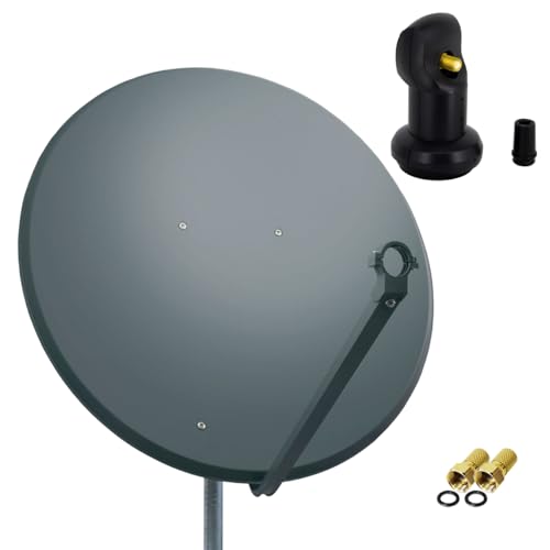 PremiumX Satelliten-Komplettanlage 100cm Satellitenschüssel Anthrazit Satellitenantenne Single LNB F-Stecker, SAT für 1 Teilnehmer von Premium X