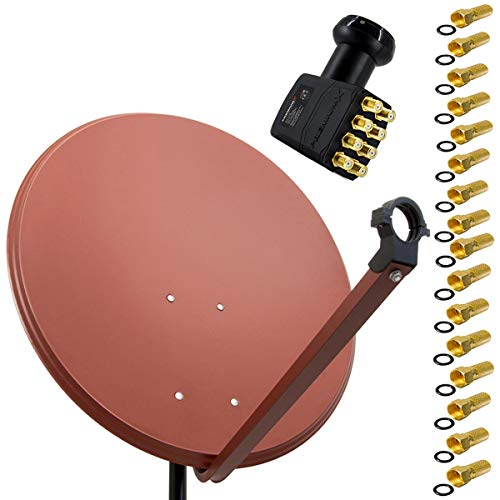 Premium X Satelliten-Komplettanlage 100cm Satellitenschüssel Ziegelrot Satellitenantenne Octo LNB F-Stecker, SAT bis 8 Teilnehmer Premium X Satelliten-Komplettanlage 100cm Satellitenschüssel Ziegelrot Satellitenantenne Octo LNB F-Stecker, SAT bis 8 Teilnehmer von Premium X