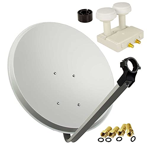 Premium X Satelliten-Komplettanlage 80cm Satellitenschüssel Hellgrau Twin Monoblock LNB SAT Astra 19,2° Hotbird 13° 4X F-Stecker Premium X Satelliten-Komplettanlage 80cm Satellitenschüssel Hellgrau Twin Monoblock LNB SAT Astra 19,2° Hotbird 13° 4X F-Stecker von Premium X