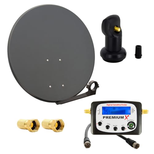 Premium X Satelliten-Komplettanlage 80cm Satellitenschüssel Single LNB 2X F-Stecker Sat-TV-Signalfinder Premium X Satelliten-Komplettanlage 80cm Satellitenschüssel Single LNB 2X F-Stecker Sat-TV-Signalfinder von Premium X