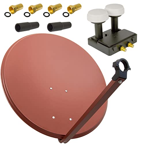 Premium X Satelliten-Komplettanlage 80cm Satellitenschüssel Ziegelrot Twin LNB Monoblock Astra19,2° Hotbird 13° 2 SAT für 2 Teilnehmer Premium X Satelliten-Komplettanlage 80cm Satellitenschüssel Ziegelrot Twin LNB Monoblock Astra19,2° Hotbird 13° 2 SAT für 2 Teilnehmer von Premium X