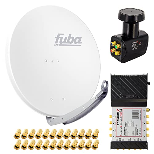 PremiumX Satelliten-Komplettanlage Fuba DAA 850 W Satellitenschüssel Alu Weiß 5/8 Multischalter Quattro LNB 24x F-Stecker, 1 SAT 8 Teilnehmer PremiumX Satelliten-Komplettanlage Fuba DAA 850 W Satellitenschüssel Alu Weiß 5/8 Multischalter Quattro LNB 24x F-Stecker, 1 SAT 8 Teilnehmer von Premium X
