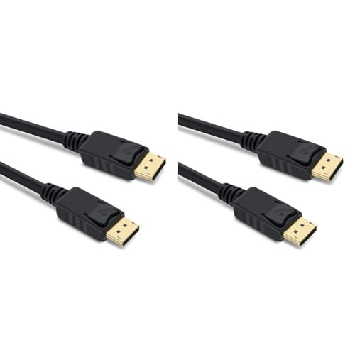 PremiumCord 1.4 Kabel M/M 1,5 m, DisplayPort auf DisplayPort, 32,4Gbps, Video 8K@30Hz, 5K@60Hz, 4K@120Hz 2160p, HDCP 2.2, vergoldete Anschlüsse, schwarz (Packung mit 2) von PremiumCord
