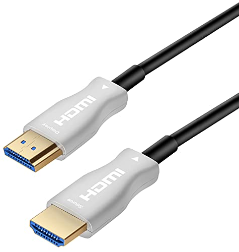 PremiumCord 4K Active Optical (AOC) HDMI 2.0 Glasfaser Kabel M/M 18Gbps, Kompatibel mit Video 4K@60Hz, Deep Color, 3D, ARC, HDR, Dolby TrueHD, vergoldete Anschlüsse, schwarz, 10 m von PremiumCord