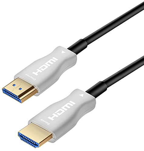 PremiumCord 4K Optical Active Ultra High Speed ​​​​HDMI 2.0​​​​​ Glasfaserkabel M/M, 18 Gbit/s, Kompatibel Mit 4K@60Hz Video, 3D, Edid, ARC, HDR, Dolby TrueHD, Vergoldete Anschlüsse, 100 m von PremiumCord