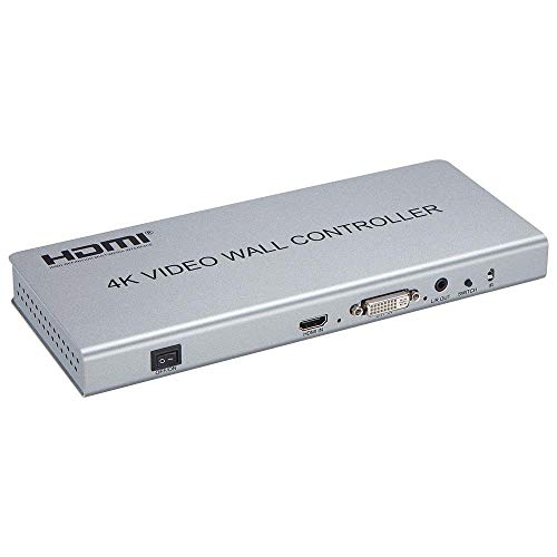 PremiumCord 4K HDMI 1x4 Videowandcontroller mit Netzteil, Metallgehäuse, Video Auflösung 4Kx2K 2160p UHD, Full HD 1080p 60Hz, HDCP, Farbe silber von PremiumCord