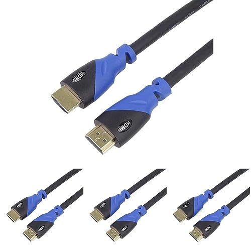 PremiumCord 4K HDMI 2.0b Kabel, Auflösung UHD 4K@60Hz 2160p, 3D, ARC, HDCP, vergoldete Stecker, schwarz-blaue PVC-Steckverbinder, Länge 0,5 m (Packung mit 4) von PremiumCord