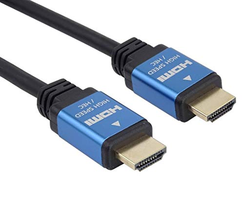 PremiumCord 4K HDMI 2.0b Kabel, Auflösung UHD 4K@60Hz 2160p , 3D, ARC, HDCP, vergoldete Metallstecker, schwarz und blau, Länge 0,5 m von PremiumCord