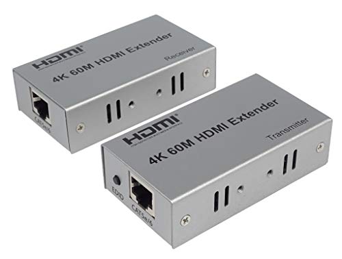 PremiumCord 4K HDMI Extender bis zu 60m über Patchkabel Cat5e / Cat6, LAN Kabel, Metallgehäuse, Kompatibel mit 4K 2160p UHD, Full HD 1080p 60Hz, 3D von PremiumCord