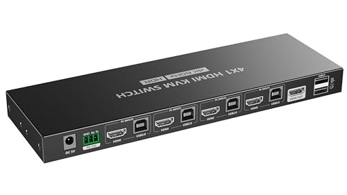 PremiumCord 4K HDMI KVM Switch 4:1 mit Fernbedienung, UHD 4K 2160p 60Hz, Full HD 1080p, USB-Übertragung, HDMI 2.0, HDR, 3D, Ohne Verzögerung, Metallgehäuse PremiumCord 4K HDMI KVM Switch 4:1 mit Fernbedienung, UHD 4K 2160p 60Hz, Full HD 1080p, USB-Übertragung, HDMI 2.0, HDR, 3D, Ohne Verzögerung, Metallgehäuse von PremiumCord