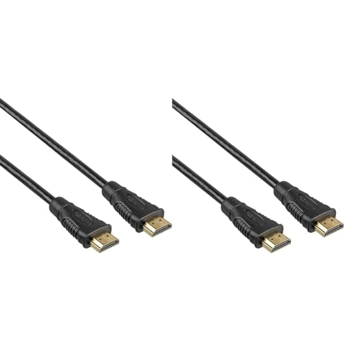 PremiumCord 4K HDMI Kabel M/M 10,2Gbps vergoldete Anschlüsse mit Audio Rückkanal, Kompatibel mit Video 4K UHD 2160p, Deep Color, 3D, HDR, 3x geschirmt, schwarz, 1,5 m (Packung mit 2) von PremiumCord