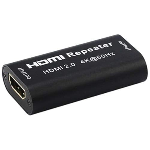 PremiumCord 4K HDMI Repeater bis zu 40 m, HDMI 2.0, Metallgehäuse, Video Auflösung 4Kx2K 2160p UHD @ 60Hz, Full HD 1080p, 3D, HDCP, Farbe schwarz von PremiumCord
