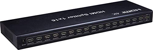 PremiumCord 4K HDMI Splitter 1-16 Port mit Netzteil, Metallgehäuse, LED Status, Video Auflösung 4Kx2K 2160p UHD, Full HD 1080p 60Hz, 3D, HDCP, Farbe schwarz von PremiumCord