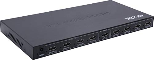 PremiumCord 4K HDMI Splitter 1-8 Port mit Netzteil, Metallgehäuse, Video Auflösung 4Kx2K 2160p UHD, Full HD 1080p 60Hz, Farbe schwarz von PremiumCord
