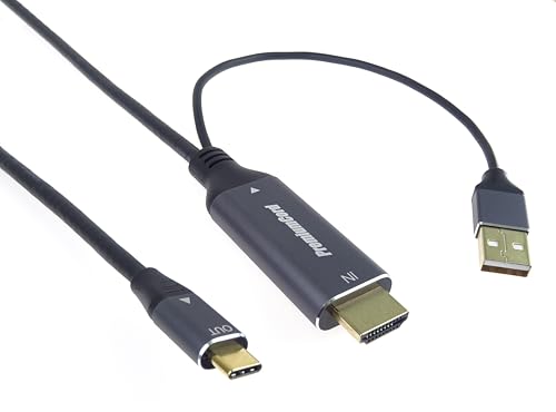 PremiumCord 4K HDMI auf USB-C Kabel, 4K 2160p 60Hz, Full HD 1080p, HDMI 2.0, HDR, HDCP 2.2, Metallgehäuse, vergoldete Anschlüsse, Space Gray, 2 m von PremiumCord