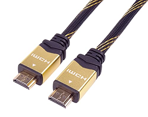 PremiumCord 4K High Speed ​​HDMI 2.0b Kabel M/M 18Gbps mit Ethernet, Kompatibel mit Video 4K@60Hz, Deep Color, 3D, ARC, HDR, 3x geschirmt, vergoldete Anschlüsse, schwarz und gold, 0,5 m von PremiumCord