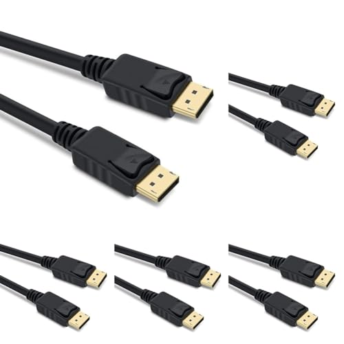 PremiumCord 8K DisplayPort 1.4 Kabel M/M 1 m, DisplayPort auf DisplayPort, 32,4Gbps, Video 8K@30Hz, 5K@60Hz, 4K@120Hz 2160p, HDCP 2.2, vergoldete Anschlüsse, schwarz (Packung mit 5) von PremiumCord