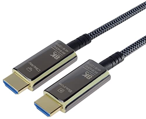 PremiumCord 8K Ultra High Speed HDMI 2.1 Optisch Aktiv Glasfaserkabel, 48 Gbit/s, HDMI 2.1, 3D, EDID, ARC, HDR, Auflösung 8K@60Hz 4320p, 4K@120Hz, Vergoldet, Länge 10 m von PremiumCord