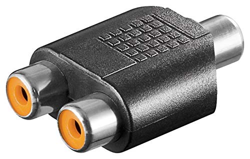 PremiumCord Adapter 1x Cinch-Buchse auf 2X Cinch-Buchse, für Lautsprecher, Heimkino, HiFi-Türme, MP3-Player und dergleichen, Farbe schwarz von PremiumCord