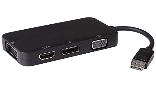 PremiumCord Adapter DisplayPort auf DP + HDMI + DVI + VGA, Video 4K @ 60Hz UHD 2160p (über DP), Full HD 1080p 60Hz, Länge: 20cm, schwarz von PremiumCord