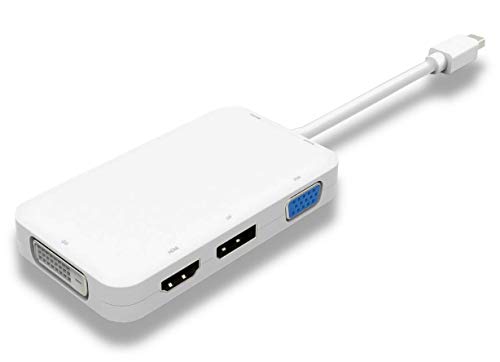 PremiumCord Adapter Mini DisplayPort auf DP + HDMI + DVI + VGA, Video 4K @ 60Hz UHD 2160p (über DP), Full HD 1080p 60Hz, Länge: 20cm, weiß von PremiumCord