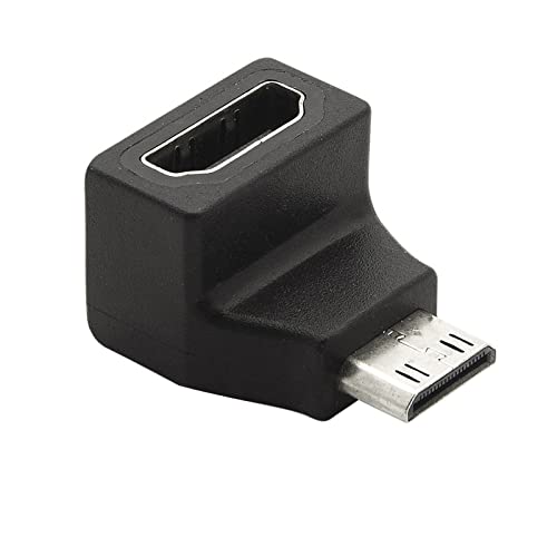 PremiumCord Adapter Mini HDMI C auf HDMI, Stecker auf Buchse, gebogener Stecker, 4K @ 60Hz, Full HD 1080p, Schwarze Farbe von PremiumCord