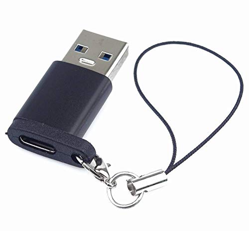 PremiumCord Adapter USB 3.0 auf USB-C, USB 3.0 Typ A Stecker, USB 3.1 Typ C Buchse, schwarz mit Öse zum Aufhängen von PremiumCord