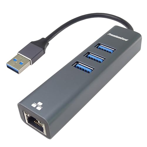 PremiumCord Adapter USB-C auf Gigabit RJ45 + 3X USB A, Ethernet 10/100/1000Mbps, USB 3.2 Gen 1, 5 Gbit/s, Stecker auf Buchse, Aluminium, Länge 15 cm von PremiumCord