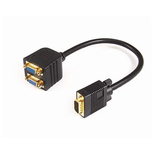 PremiumCord Adapter VGA-Stecker auf 2X VGA-Buchse, Splitter für mehrere Geräte, Schwarze Farbe von PremiumCord