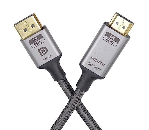 PremiumCord Adapterkabel DisplayPort 1.4 auf HDMI 2.1 M/M, DP 1.2 auf HDMI 2.0, Kompatibel mit Video 8K@60Hz, 4K@144Hz, FULL HD 1080p, HDCP 2.2, Farbe: Schwarz, Länge: 2m von PremiumCord