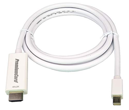 PremiumCord Adapterkabel Mini DisplayPort 1.2 auf HDMI 2.0 M/M 1 m, mini DP 1.2 - HDMI 2.0, Kompatibel mit Video 4K@60Hz 2160p, FULL HD 1080p, HDCP, 3D, weiß kportadmk04-01 von PremiumCord