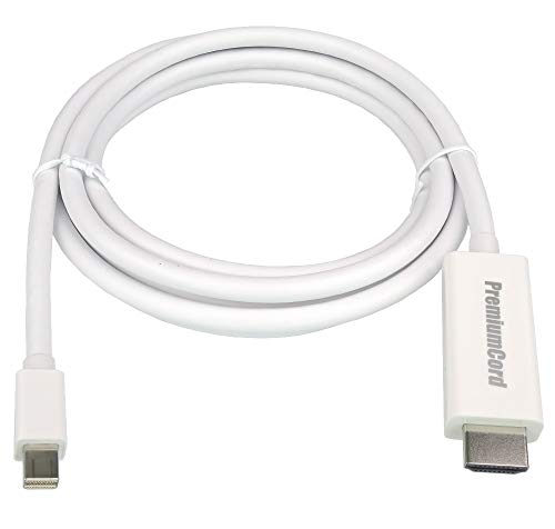 PremiumCord Adapterkabel Mini DisplayPort auf HDMI M/M 2 m, mini DP, Kompatibel mit Video FULL HD 1080p, Dolby True HD, weiß von PremiumCord