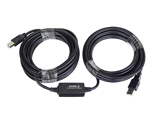 PremiumCord Aktives USB Verbindungskabel mit Repeater 10m, USB A Stecker auf B Stecker, USB 2.0 High Speed Kabel, 2x geschirmt, AWG20/28, Farbe schwarz, Länge 10m von PremiumCord