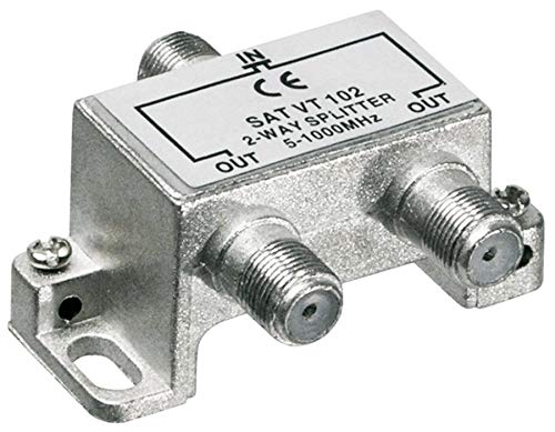 PremiumCord Antennensplitter mit 2x F-Anschlüsse, F-Buchse auf 2x F-Buchse, 2-fach, 5-1000 MHz, für Kabelfernsehen und DVB-T2 HD von PremiumCord