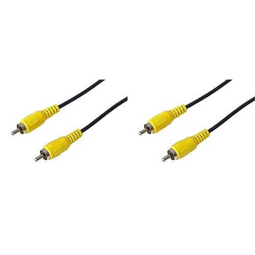 PremiumCord Cinch Kabel 10m, 1x Cinch RCA Stecker auf 1x Cinch RCA Stecker, Audio Video Verbindungskabel, Farbe schwarz (Packung mit 2) von PremiumCord